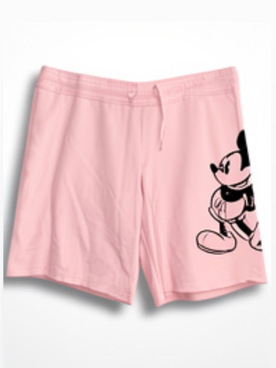 Disney Pants - Pink Disney Mickey Mouse Graphic Shorts with Black 'Mickey' Script Size Small